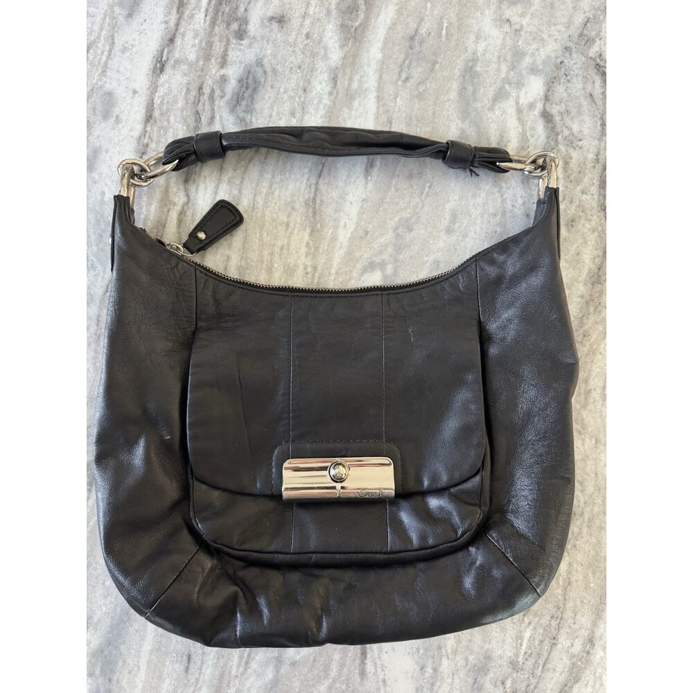 VINTAGE Coach Black Kristin Bag Leather Hobo M1126-16808 Purse Silver Used